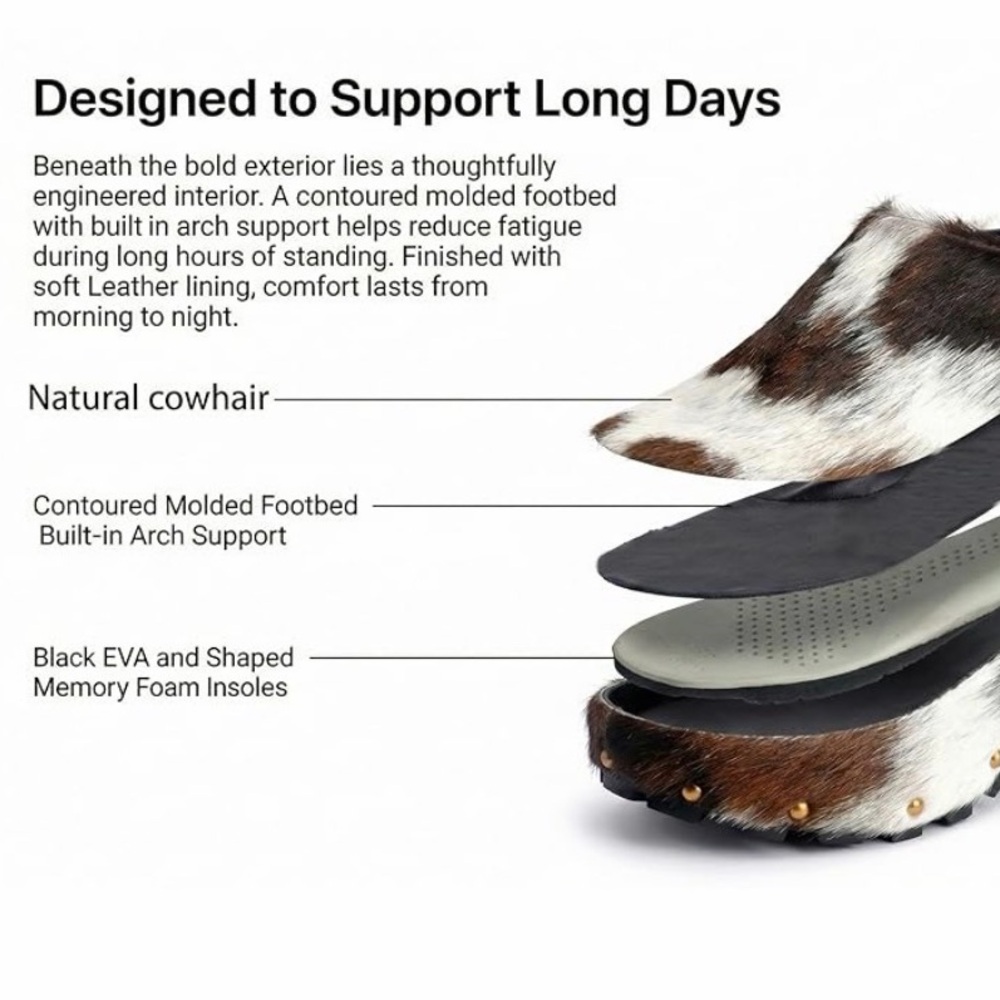 Black Calf Hair-on-Hide Platform Open-toe Mules - Picture 12 of 12